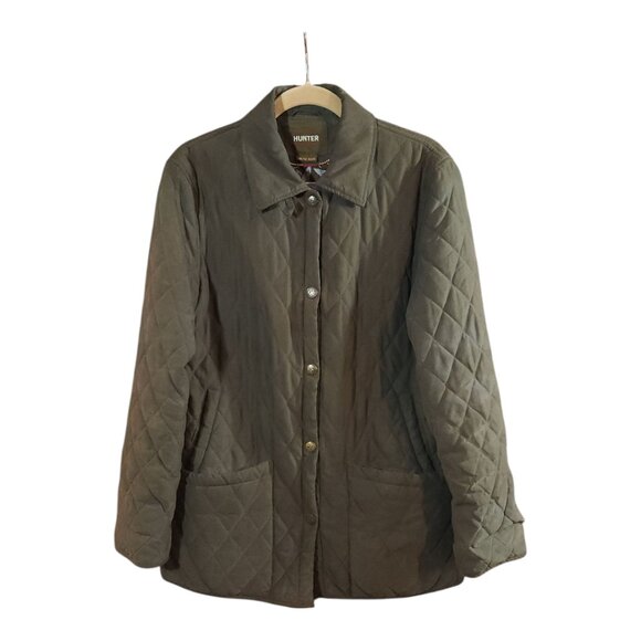 Hunter Olive Green Quilted Barn Jacket Chore Coat Preppy Outdoor Women's US 8 - Picture 1 of 6